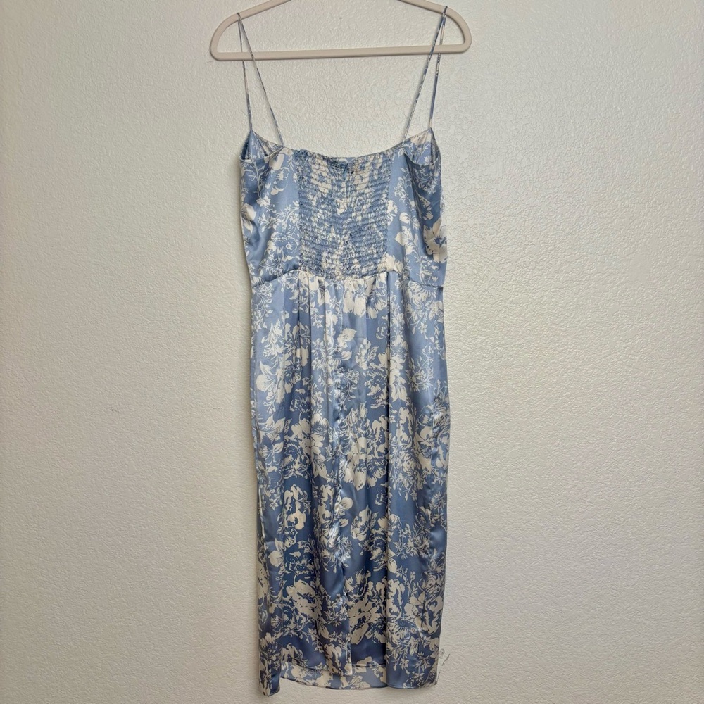 Reformation Frankie Silk Formal Dress Spaghetti Strap Porcelain Blue Floral 10 P - Picture 8 of 16